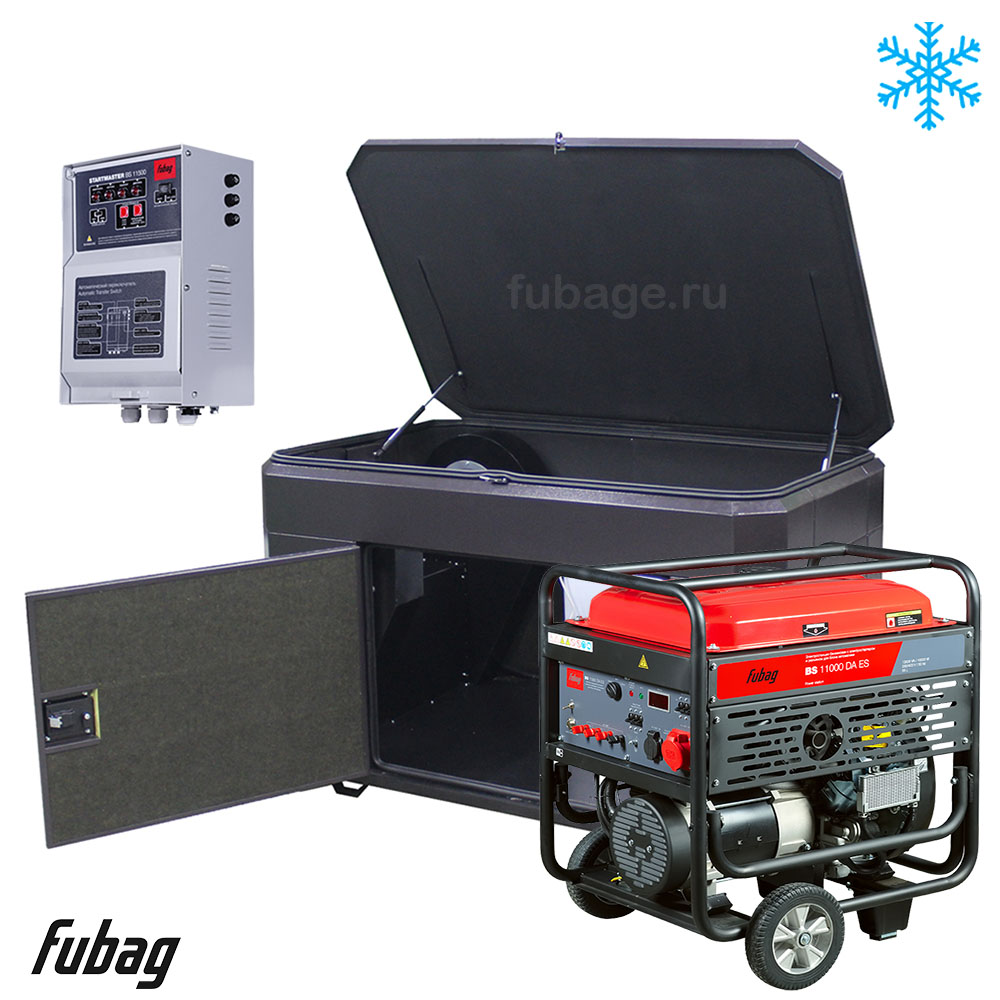 Генератор в зимнем ультра тихом кожухе с блоком АВР Fubag BS 11000 DAES/1570SSW RAL 7024