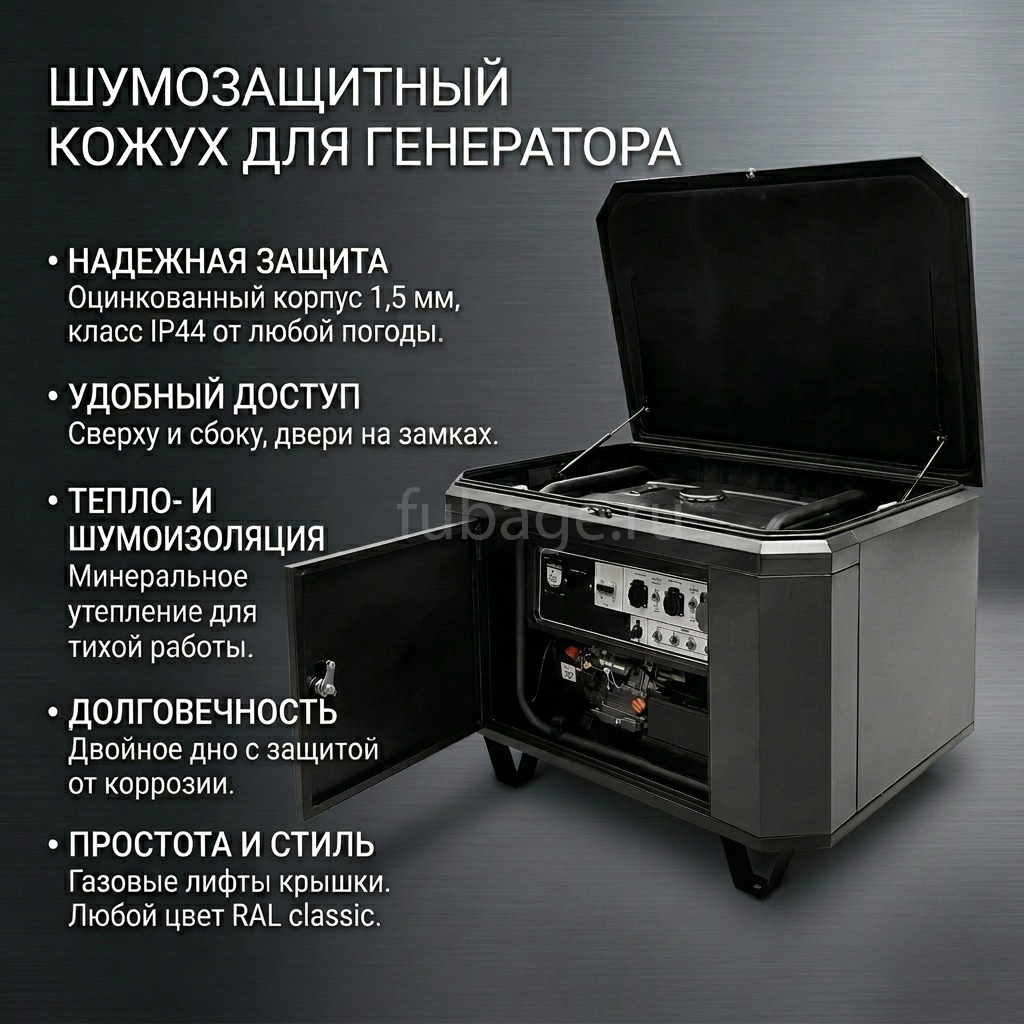 Кожух для генераторов Fubag до 9 кВт, зимний 1200SCW RAL 7024 купить официальный сайт