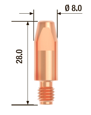 FUBAG Контактный наконечник M6х28 мм ECU D=0.8 мм  (25 шт.)