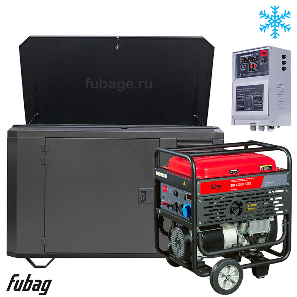 Генератор в зимнем ультра тихом кожухе с блоком АВР Fubag BS 14000 AES/1700SSW RAL 7024