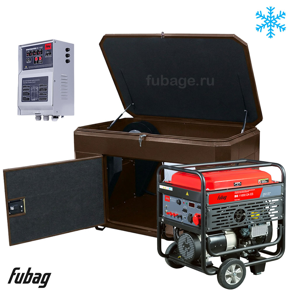 Генератор в зимнем ультра тихом кожухе с блоком АВР Fubag BS 11000 DAES/1570SSW RAL 8019