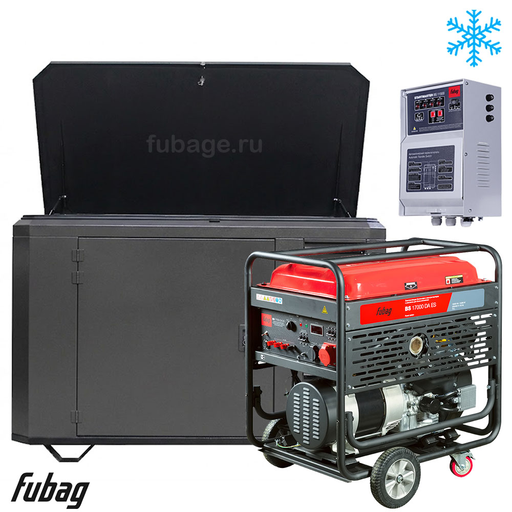 Электростанция в зимнем ультра тихом кожухе с блоком АВР Fubag BS 17000 DAES/1700SSW RAL 7024