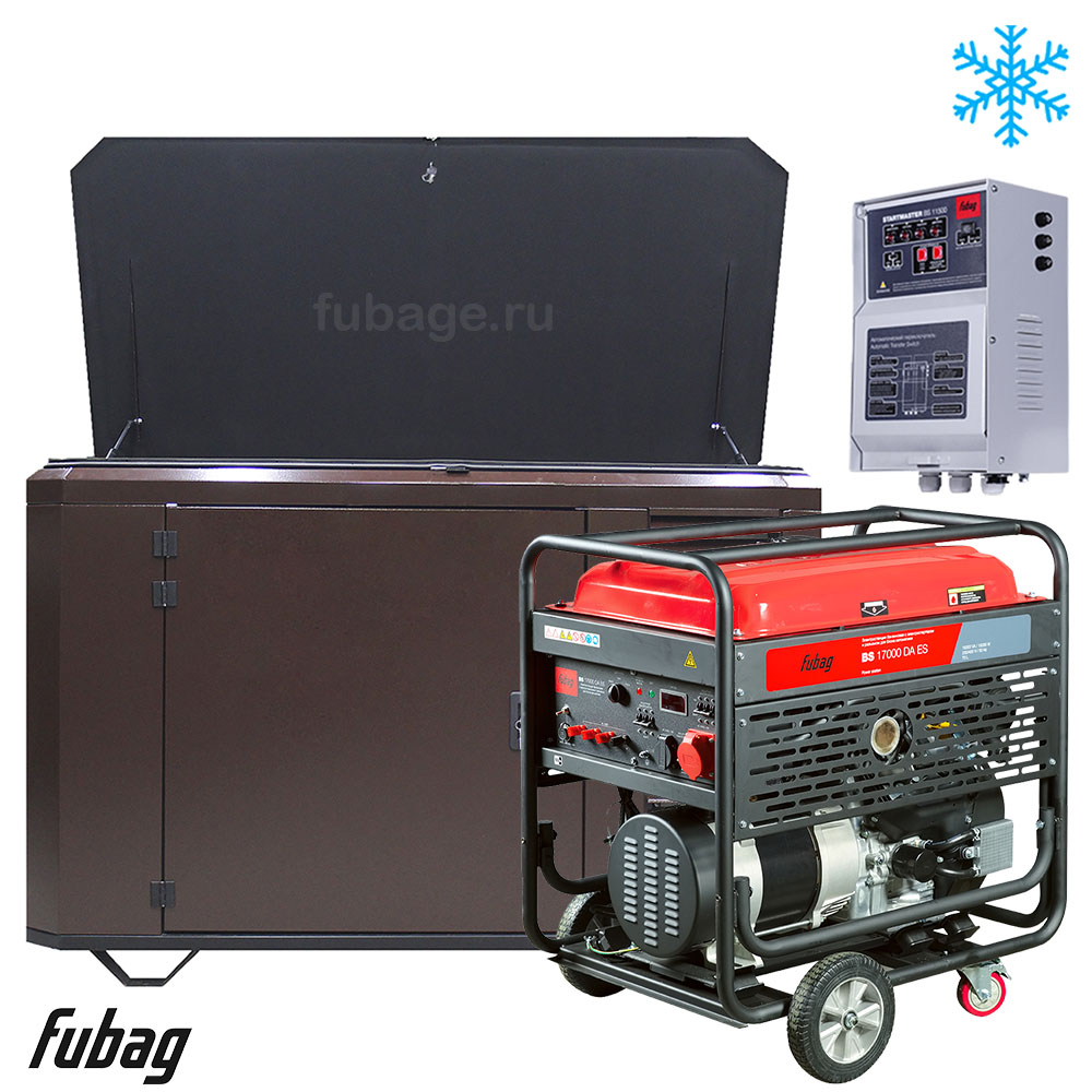 Электростанция в зимнем ультра тихом кожухе с блоком АВР Fubag BS 17000 DAES/1700SSW RAL 8019