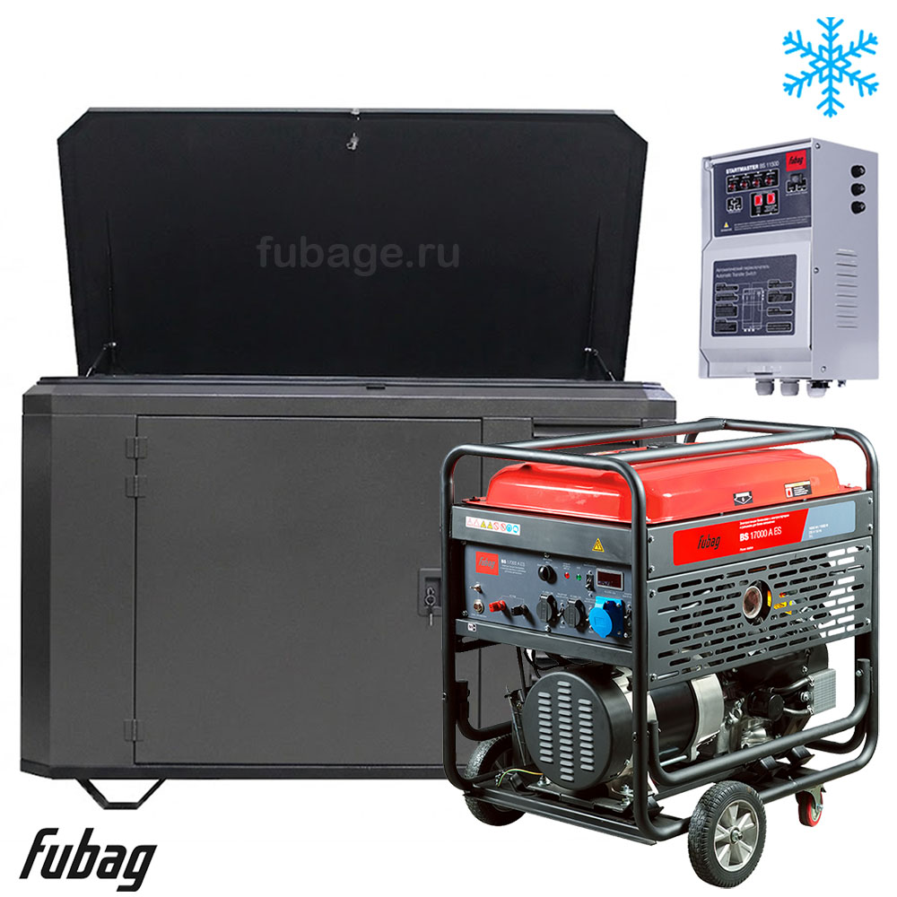 Электростанция в зимнем ультра тихом кожухе с блоком АВР Fubag BS 17000 AES/1700SSW RAL 7024