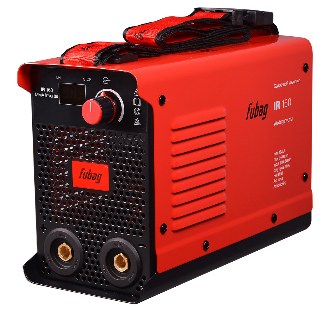 Сварочный аппарат инвертор FUBAG IR 160 диапазон тока от 10 до 160 А электродами диаметром от 1.6 до 4 мм.