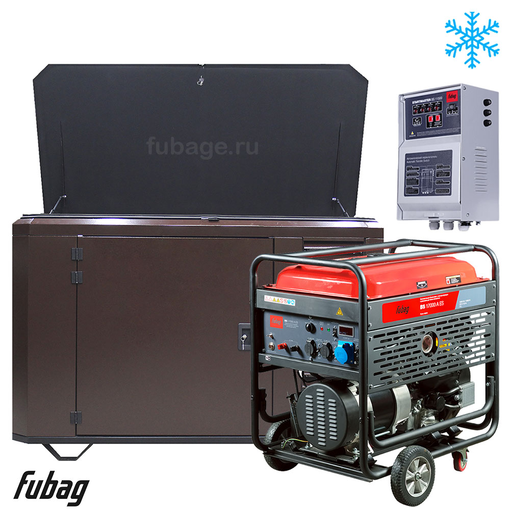 Электростанция в зимнем ультра тихом кожухе с блоком АВР Fubag BS 17000 AES/1700SSW RAL 8019